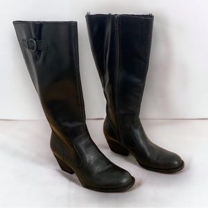Born Freeda Leather Knee High Buckle Boots in Black, Women’s Size 8.5